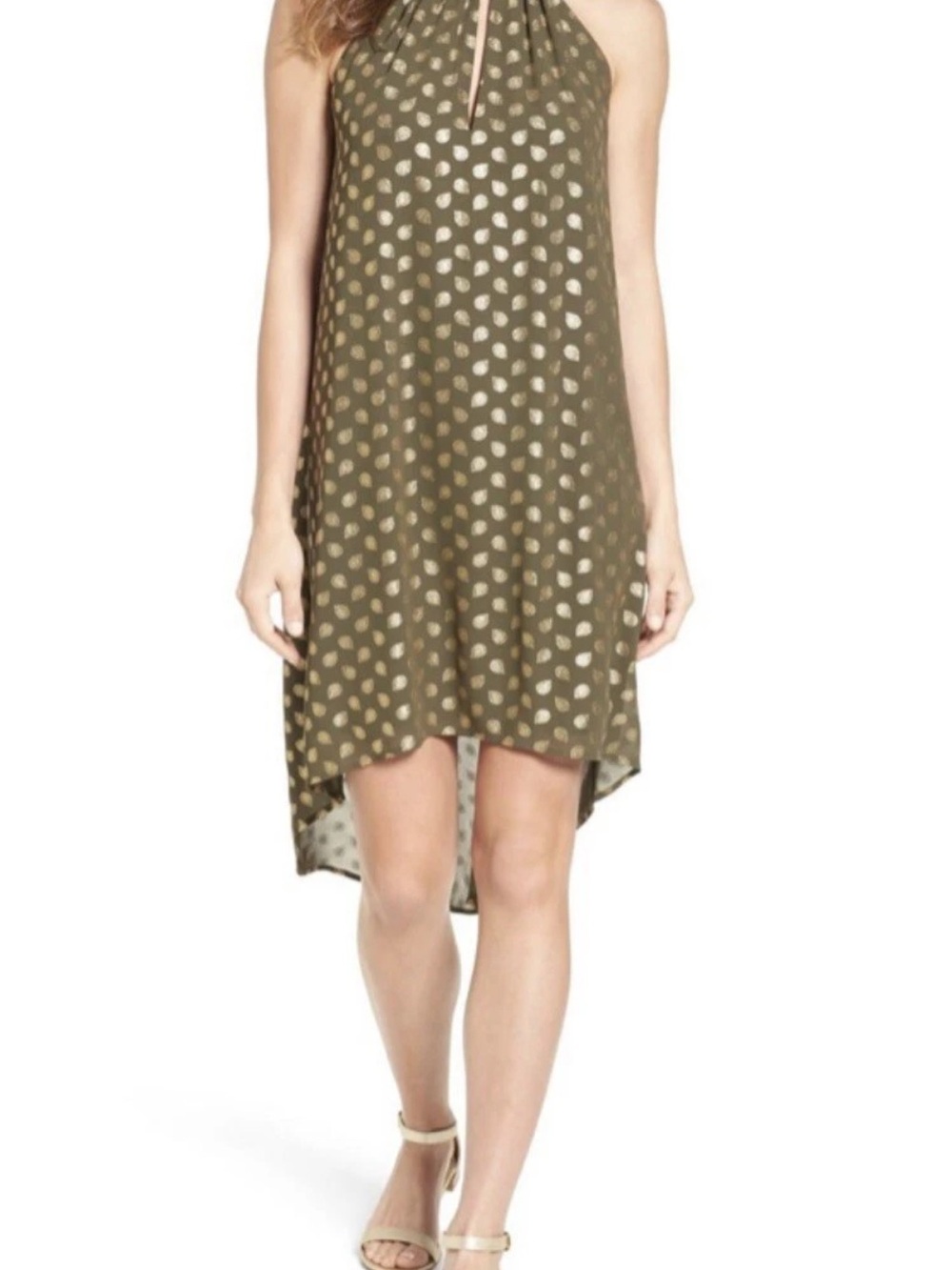 MICHAEL Michael Kors Olive Green Halter Asymmetrical Dress Size Small
